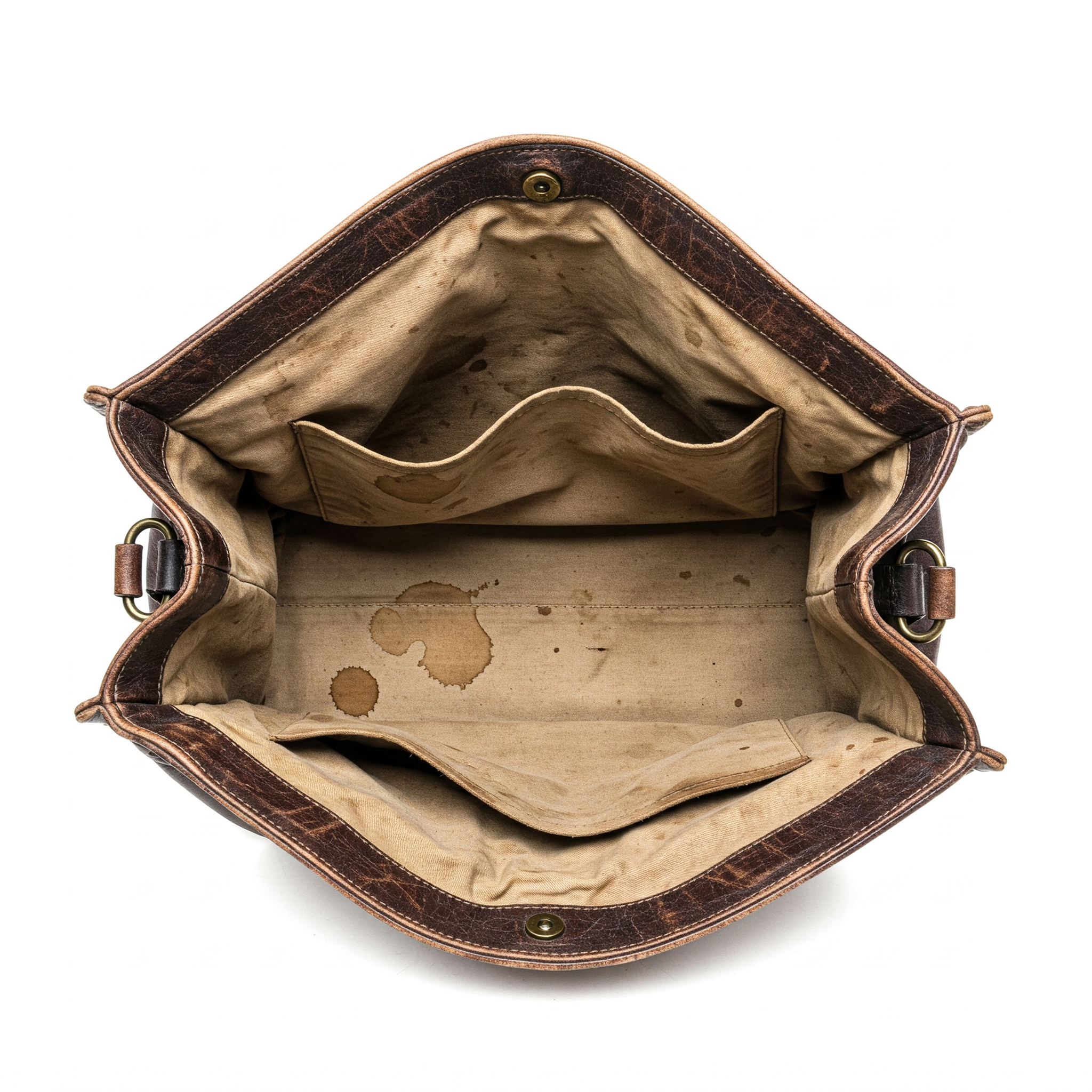 内側にシミがあるバッグ